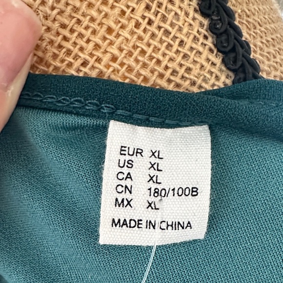 Teal Midi ruffle Dress for Women - Picture 7 of 8